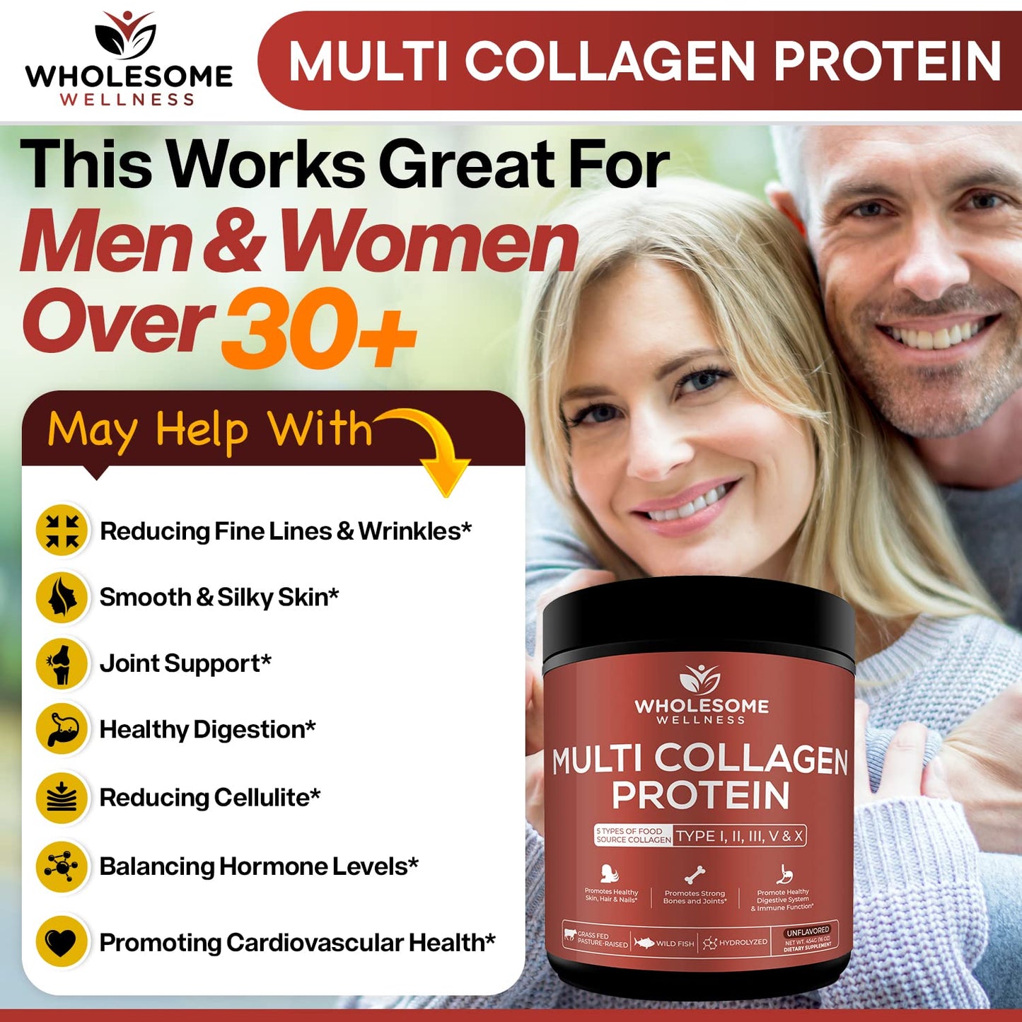 Multi Collagen Protein Powder, Grass-Fed, All-in-One Blend