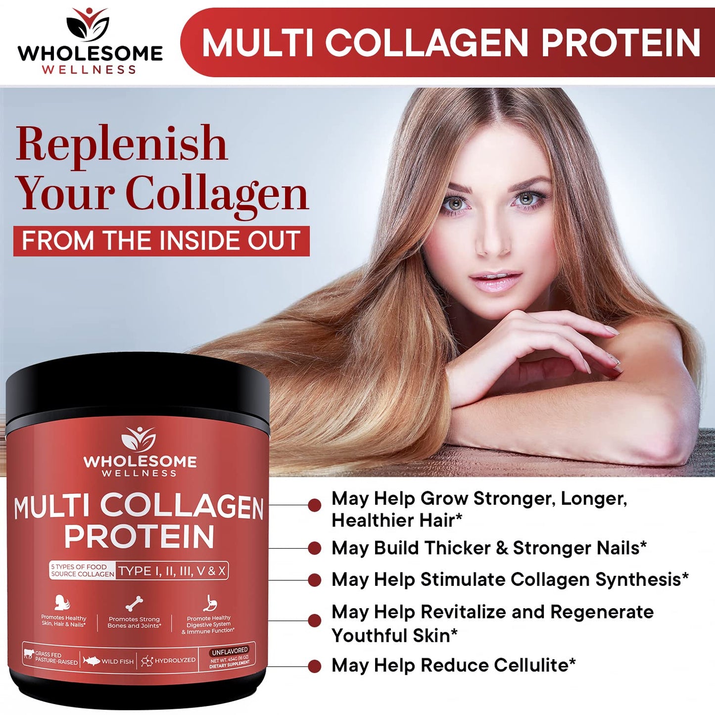 Multi Collagen Protein Powder, Grass-Fed, All-in-One Blend