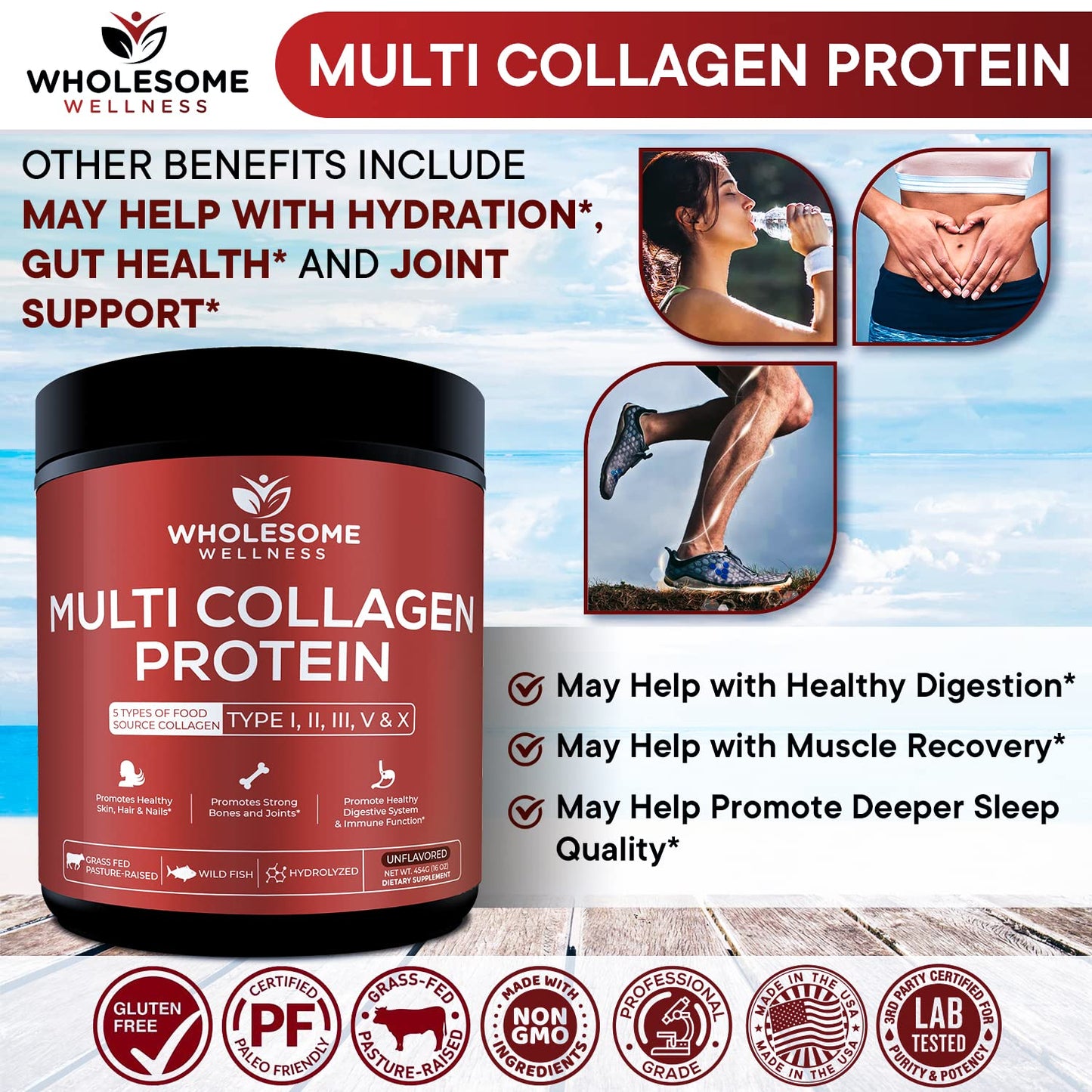 Multi Collagen Protein Powder, Grass-Fed, All-in-One Blend