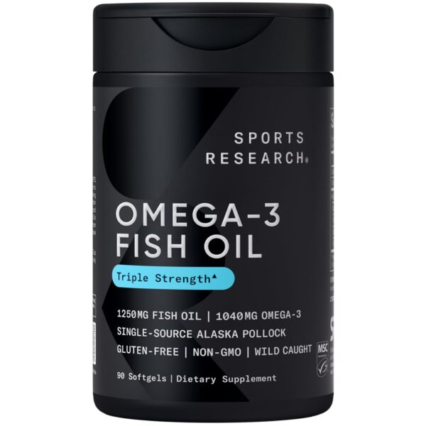 Sports Research Triple Strength Omega-3 Fish Oil, 1250 mg, 90 Count