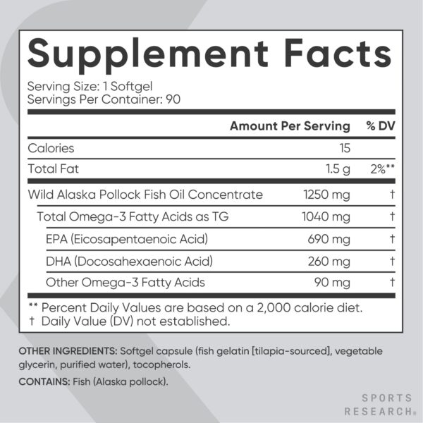 Sports Research Triple Strength Omega-3 Fish Oil, 1250 mg, 90 Count - Image 5